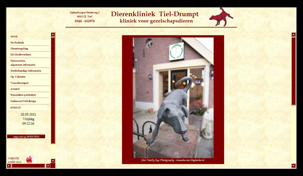 Dierenkliniek Tiel-Drumpt: de eerste website