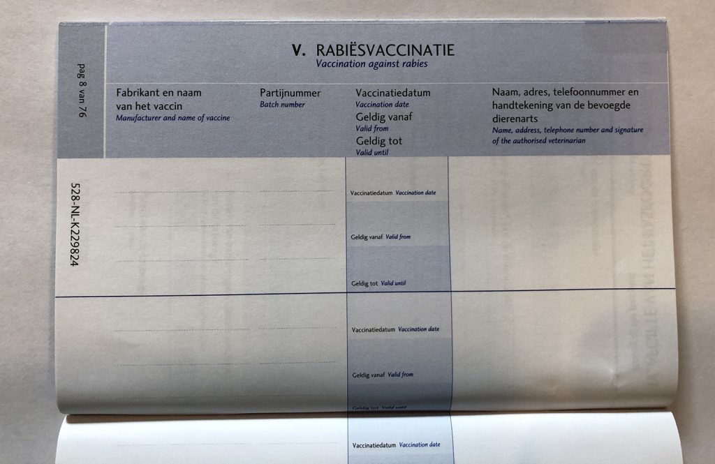 Dierenkliniek Tiel-Drumpt: officiële dierenpaspoort: Rabiësvaccinatie